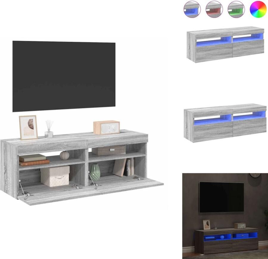 VidaXL Tv-kast Tv-kasten Tv-meubel Met LED-verlichting Tv-meubels 2 st met LED-verlichting 60x35x40 cm grijs sonoma