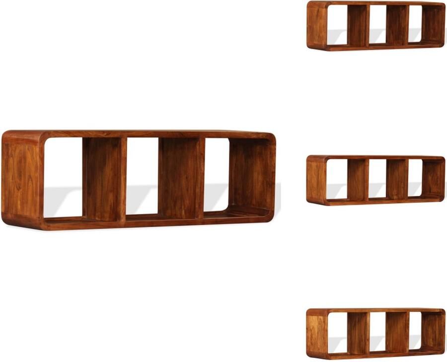 VidaXL Tv-meubel Acacia 120 x 30 x 40 cm Bruin Massief hout met honingkleurige afwerking Handgemaakt en uniek 3 schappen Kast