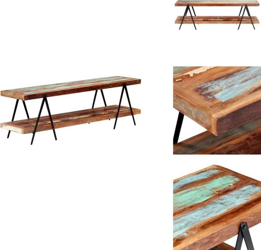 VidaXL TV-meubel Vintage en elegant Massief gerecycled hout Gepoedercoat ijzer 160x40x50 cm Kast