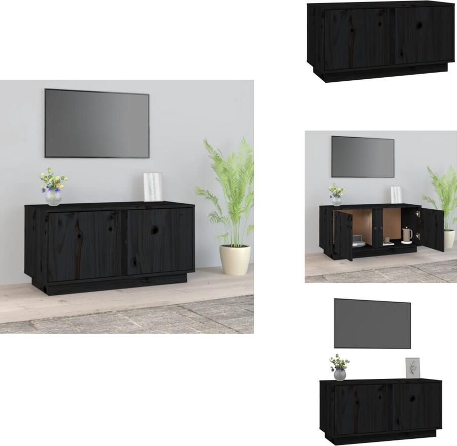 VidaXL Tv Kast Tv Kasten Tv Meubel Tv Meubels Tv-meubel 80x35x40 5 cm massief grenenhout zwart