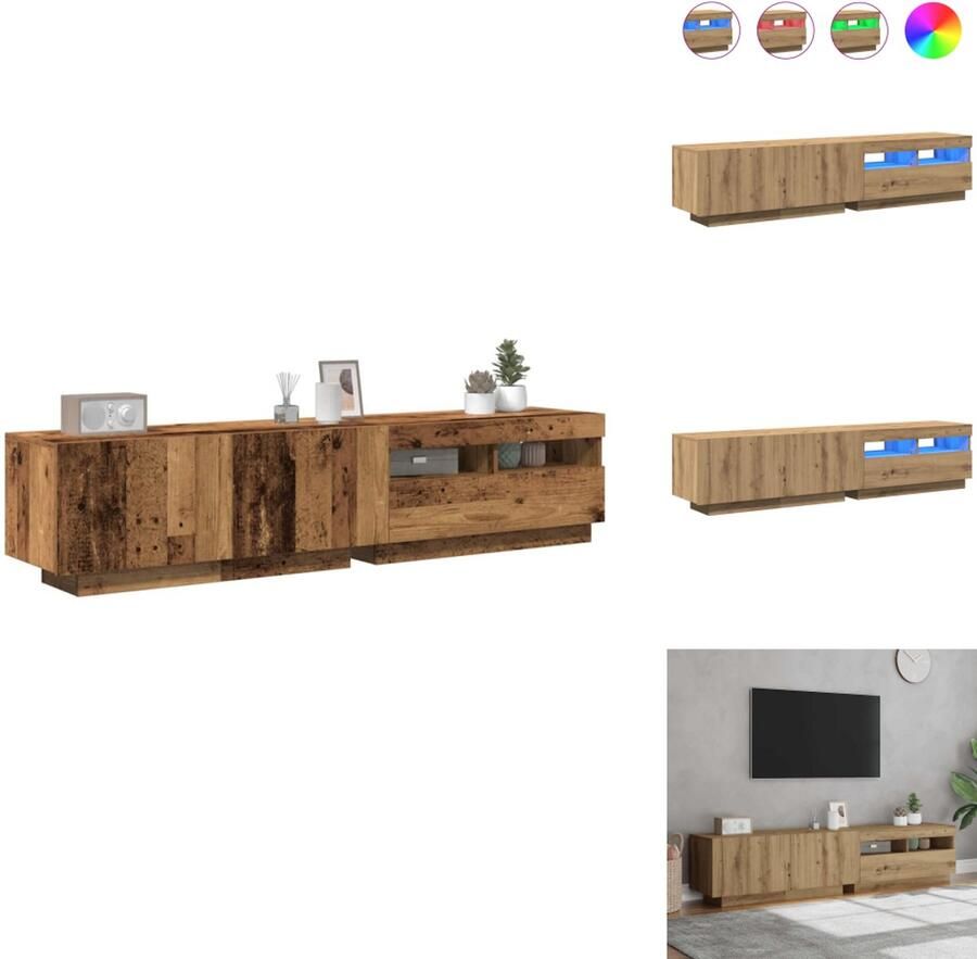 VidaXL Tv-kast Tv-kasten Tv-standaard Tv-meubel met LED 180x35x40 cm bewerkt hout artisanaal eiken