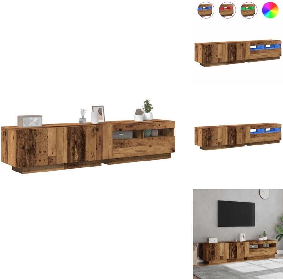 VidaXL Tv-kast Tv-kasten Tv-standaard Tv-meubel met LED 180x35x40 cm bewerkt hout oud hout