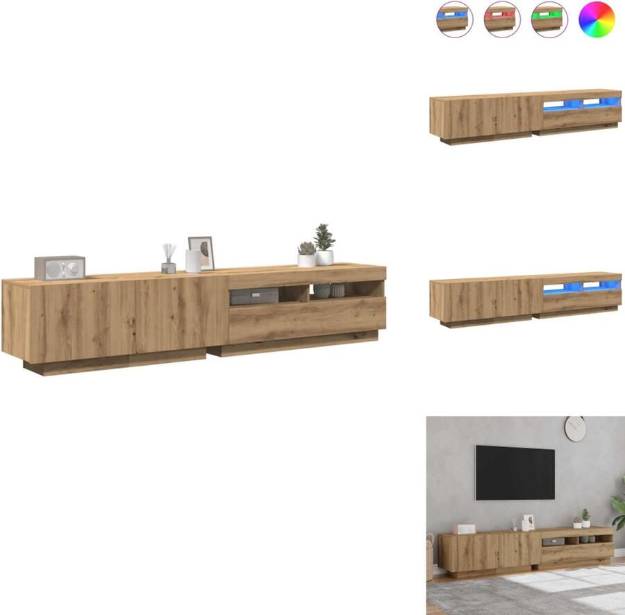 VidaXL Tv-kast Tv-kasten Tv-standaard Tv-meubel met LED 200x35x40 cm bewerkt hout artisanaal eiken