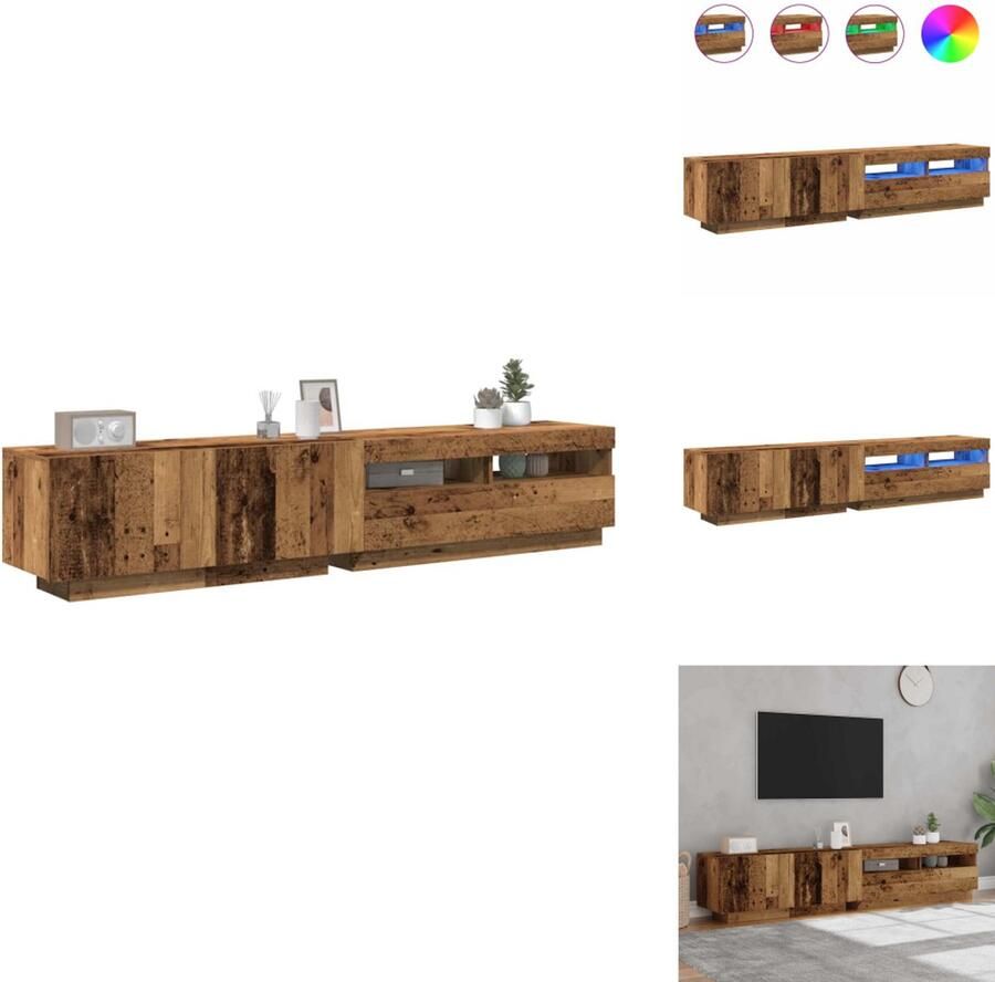 VidaXL Tv-kast Tv-kasten Tv-standaard Tv-meubel met LED 200x35x40 cm bewerkt hout oud hout