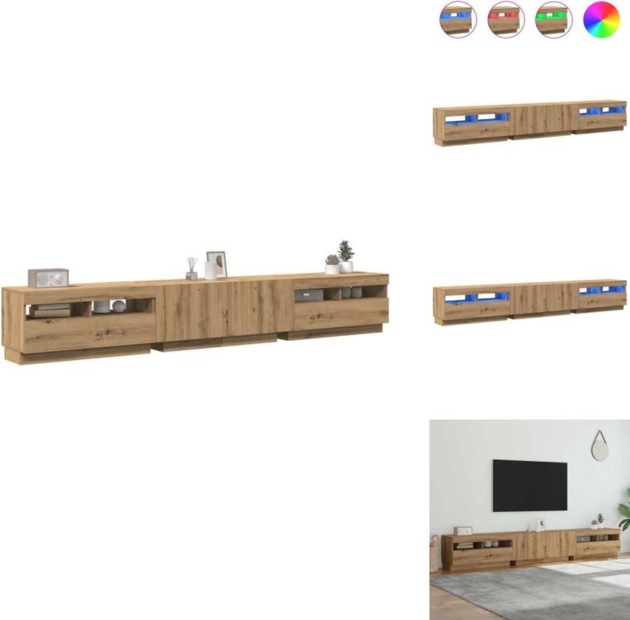 VidaXL Tv-kast Tv-kasten Tv-standaard Tv-meubel met LED 260x35x40 cm bewerkt hout artisanaal eiken