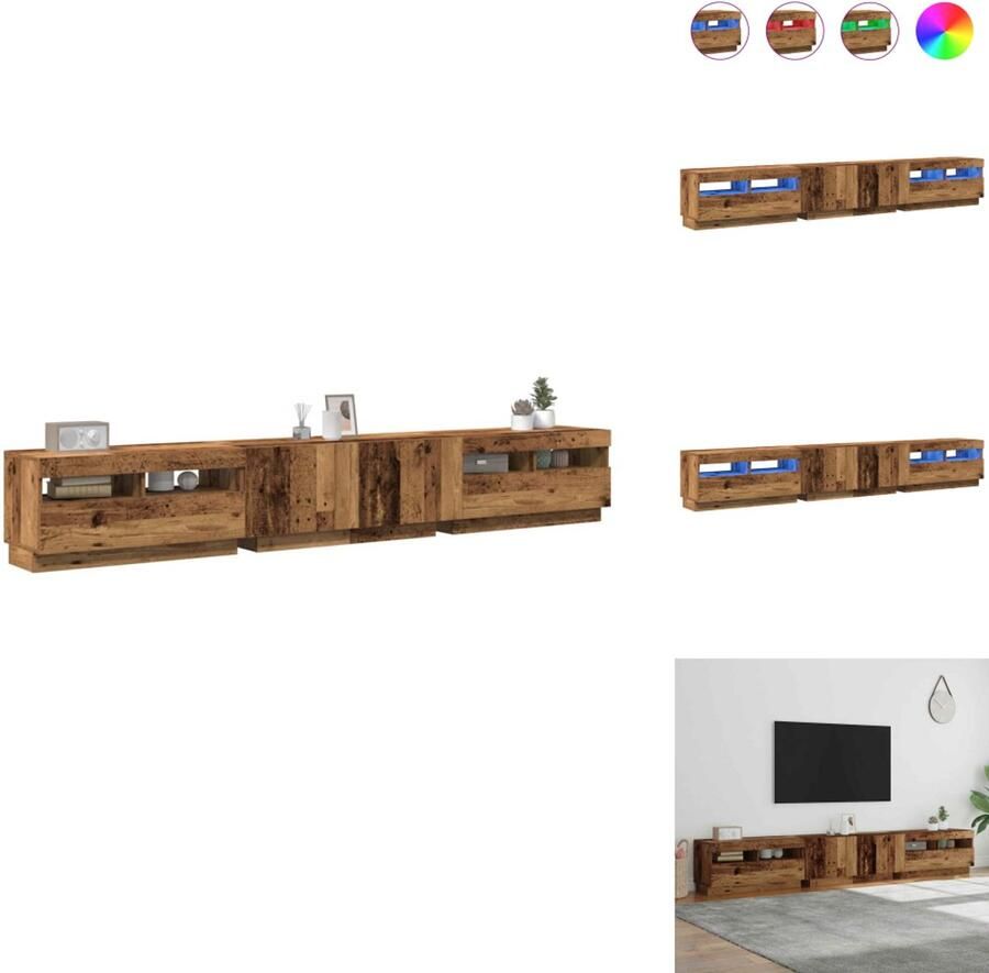 VidaXL Tv-kast Tv-kasten Tv-standaard Tv-meubel met LED 260x35x40 cm bewerkt hout oud hout