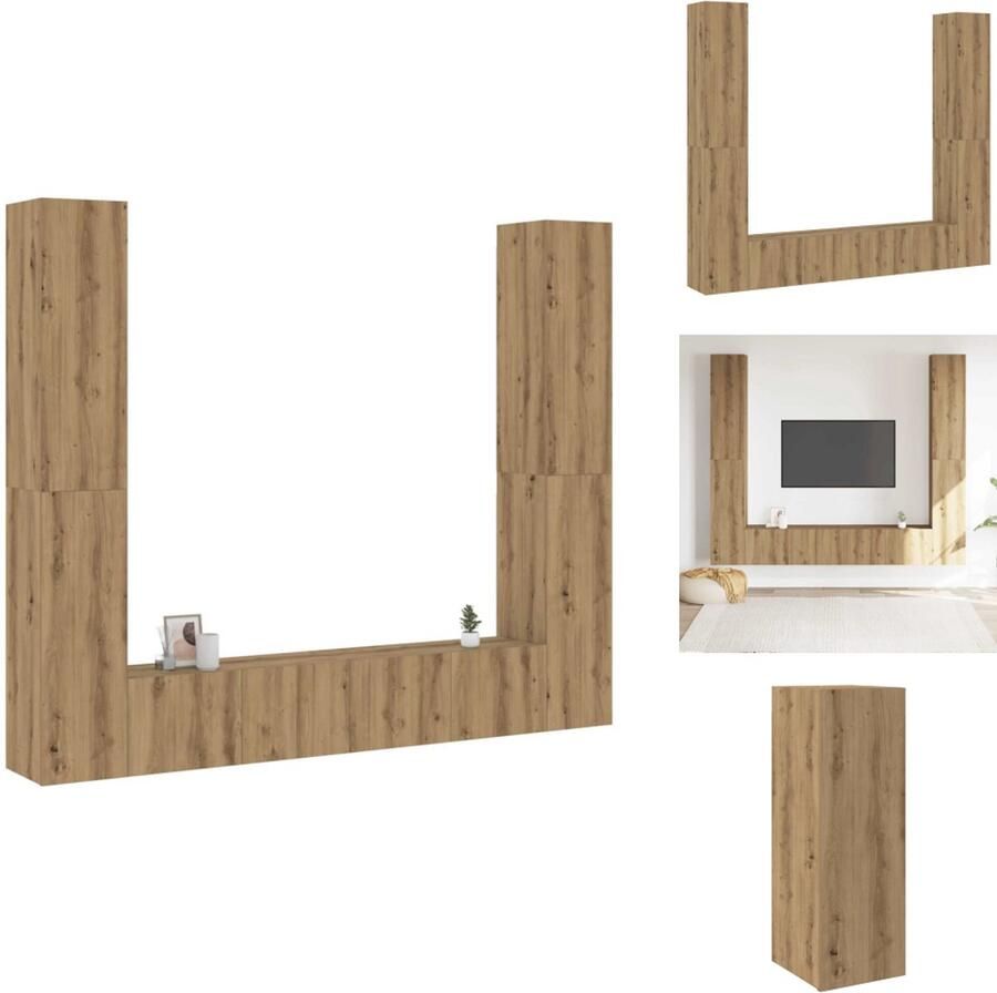 VidaXL Tv-kast Tv-kasten Tv-standaard Tv-meubel Tv-wandkasten 6 st bewerkt hout artisanaal eikenkleurig