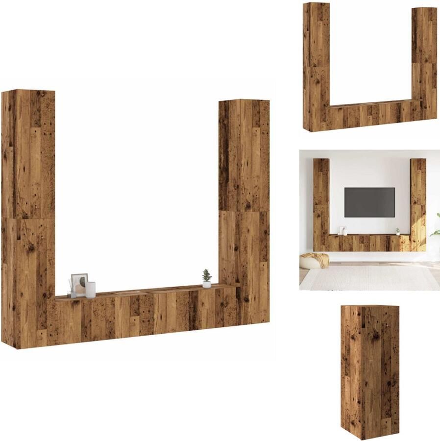 VidaXL Tv-kast Tv-kasten Tv-standaard Tv-meubel Tv-wandkasten 6 st bewerkt hout oud houtkleurig