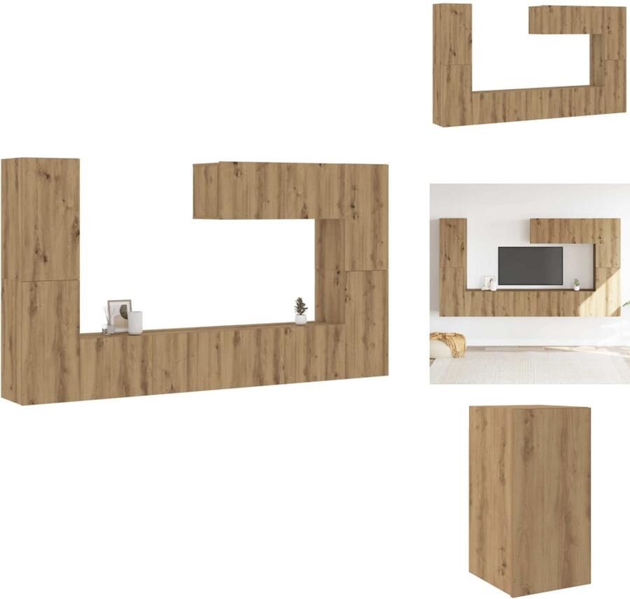 VidaXL Tv-kast Tv-kasten Tv-standaard Tv-meubel Tv-wandkasten 7 st bewerkt hout artisanaal eikenkleurig