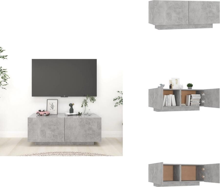 VidaXL Tv-kast Tv-kasten Tv-standaard Tv-standaarden Tv-meubel 100x35x40 cm bewerkt hout betongrijs