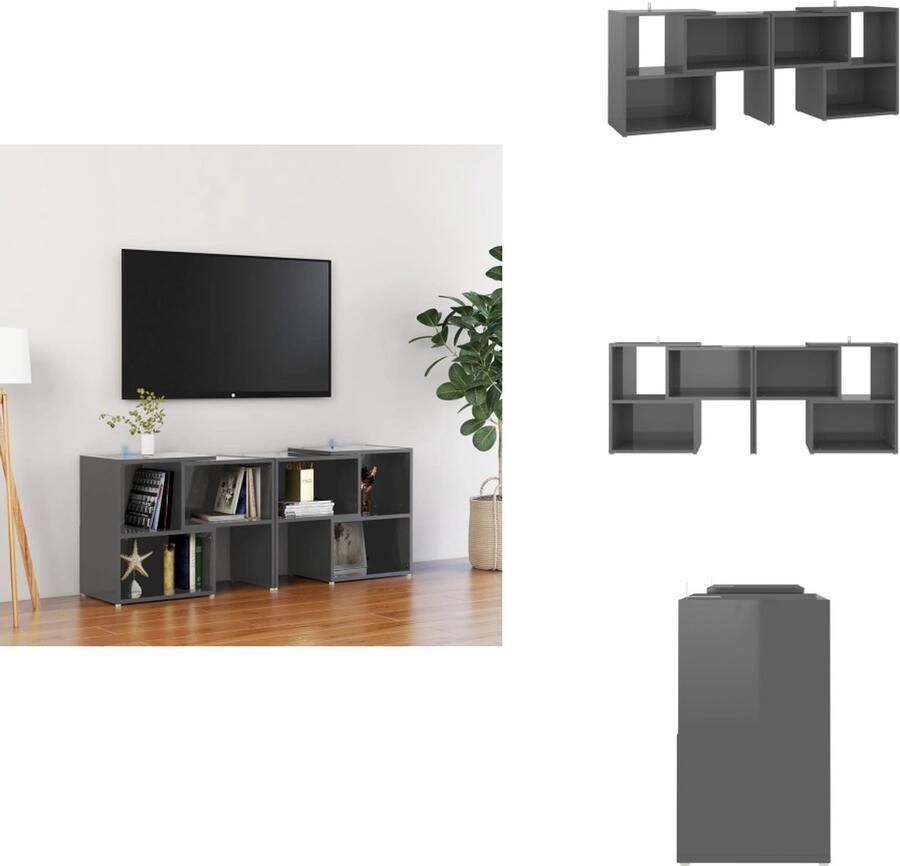 VidaXL Tv-kast Tv-kasten Tv-standaard Tv-standaarden Tv-meubel 104x30x52 cm bewerkt hout hoogglans grijs