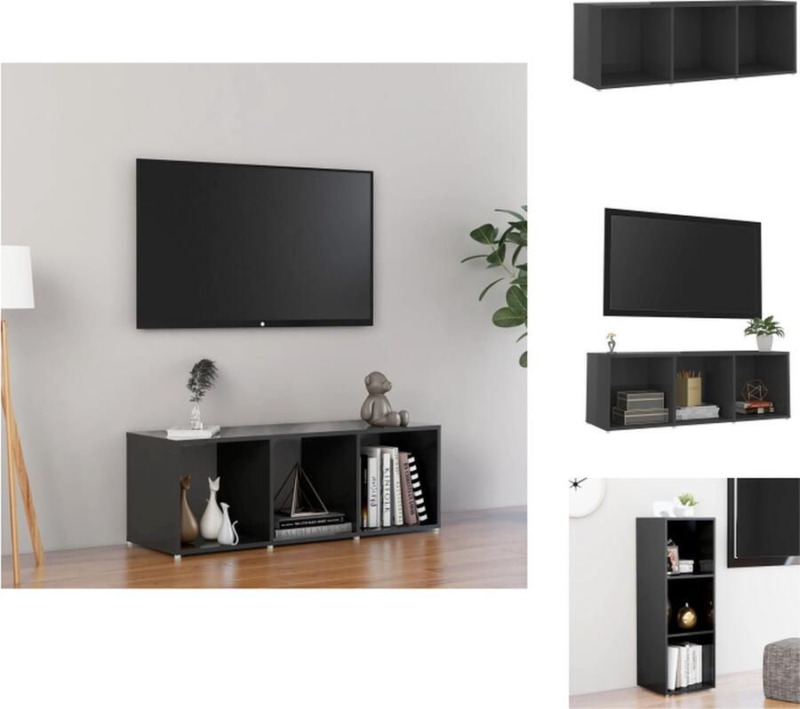 VidaXL Tv-kast Tv-kasten Tv-standaard Tv-standaarden Tv-meubel 107x35x37 cm spaanplaat hoogglans grijs