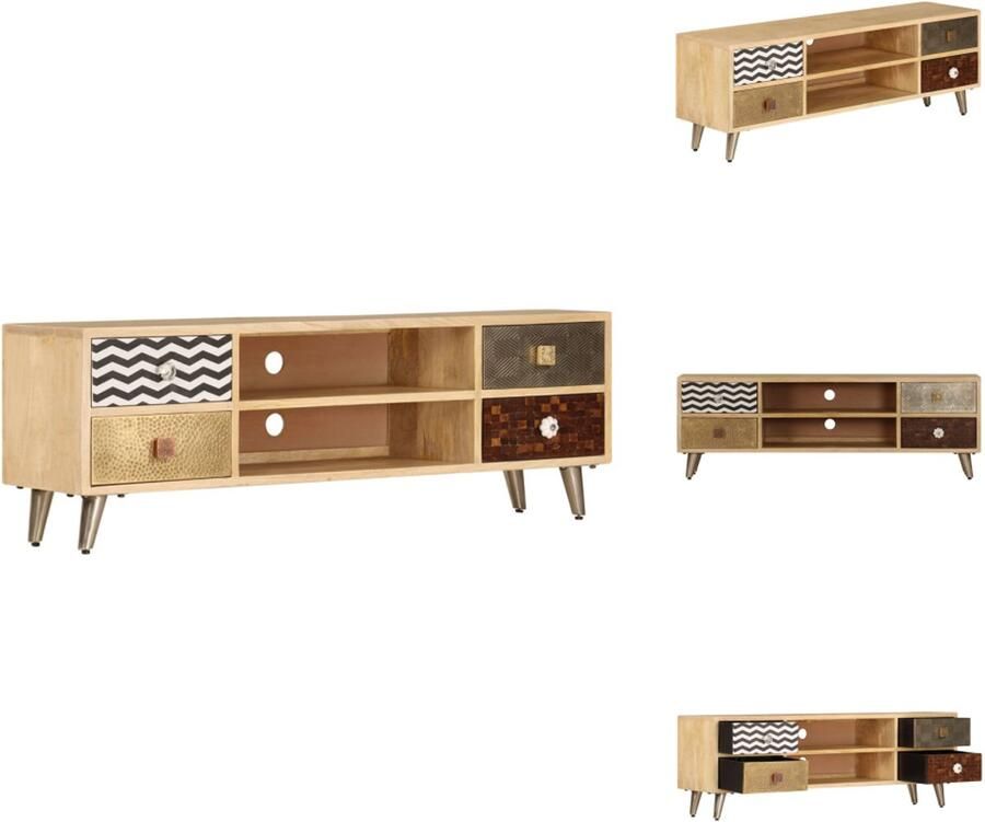VidaXL Tv-kast Tv-kasten Tv-standaard Tv-standaarden Tv-meubel 120x30x40 cm massief mangohout - Foto 2