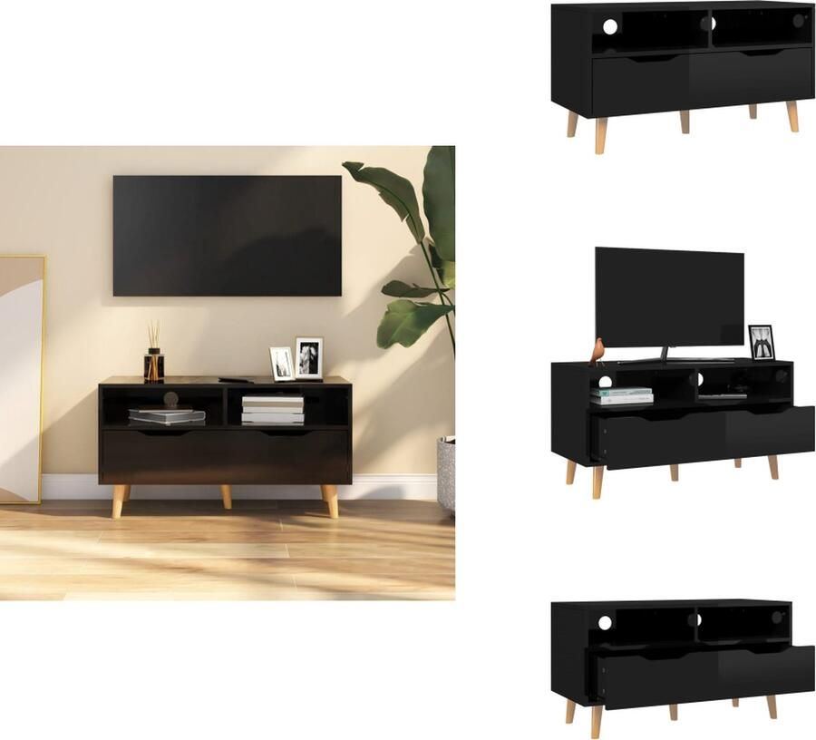 VidaXL Tv-kast Tv-kasten Tv-standaard Tv-standaarden Tv-meubel 90x40x48 5 cm bewerkt hout hoogglans zwart