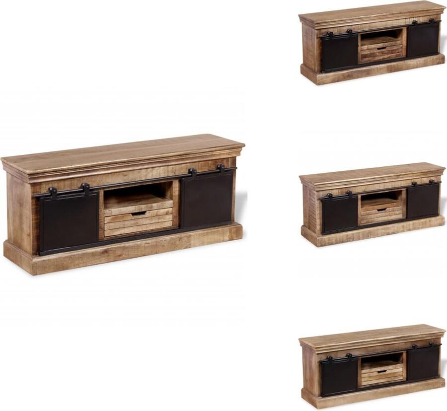 VidaXL Tv-kast Tv-kasten Tv-standaard Tv-standaarden Tv-meubel met 2 schuifdeuren 110x30x45 cm massief mangohout