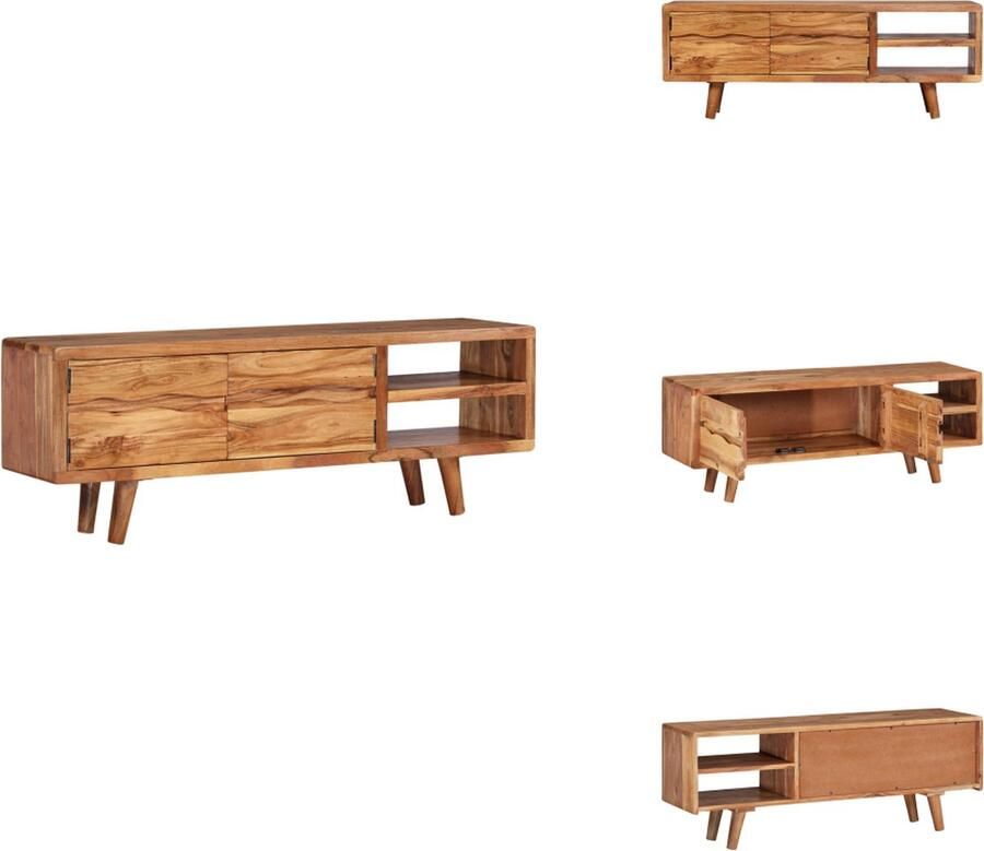 VidaXL Tv-kast Tv-kasten Tv-standaard Tv-standaarden Tv-meubel met bewerkte deuren 117x30x40 cm massief acaciahout