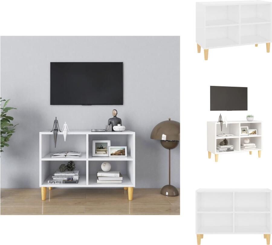VidaXL Tv-kast Tv-kasten Tv-standaard Tv-standaarden Tv-meubel met massief houten poten 69 5x30x50 cm wit