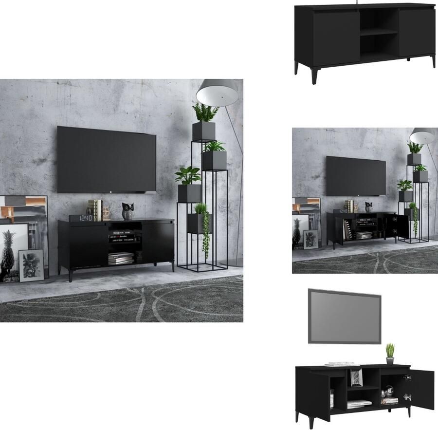 VidaXL Tv-kast Tv-kasten Tv-standaard Tv-standaarden Tv-meubel met metalen poten 103 5x35x50 cm zwart