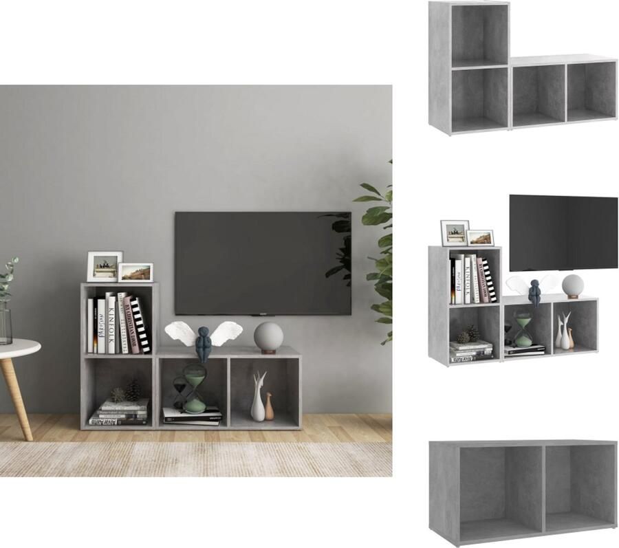 VidaXL Tv-kast Tv-kasten Tv-standaard Tv-standaarden Tv-meubelen 2 st 72x35x36 5 cm bewerkt hout betongrijs