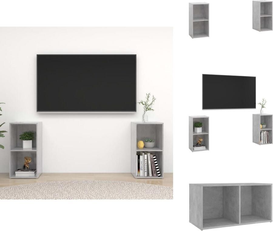 VidaXL Tv-kast Tv-kasten Tv-standaard Tv-standaarden Tv-meubelen 2 st 72x35x36 5 cm bewerkt houtbetongrijs