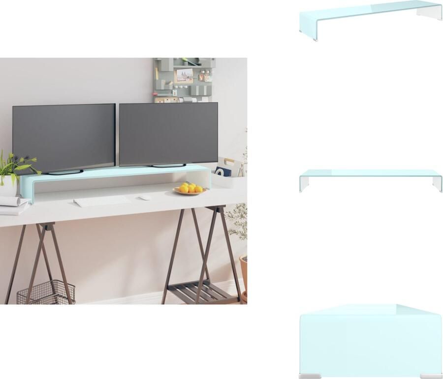 VidaXL Tv-kast Tv-kasten Tv-standaard Tv-standaarden TV-meubel monitorverhoger 110x30x13 cm glas groen