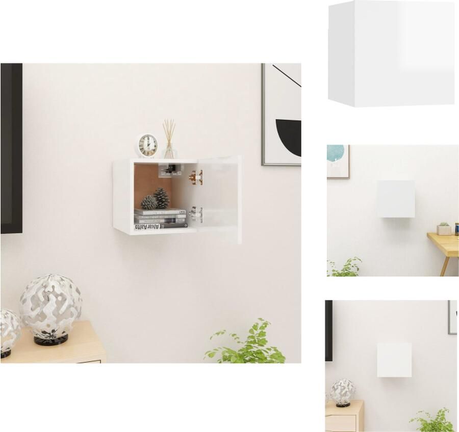 VidaXL Tv-kast Tv-kasten Tv-standaard Tv-standaarden Tv-wandmeubel 30 5x30x30 cm hoogglans wit - Foto 2