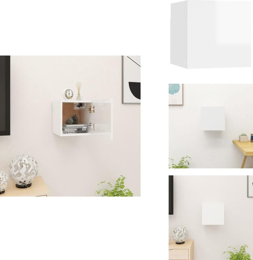 VidaXL Tv-kast Tv-kasten Tv-standaard Tv-standaarden Tv-wandmeubel 30 5x30x30 cm hoogglans wit