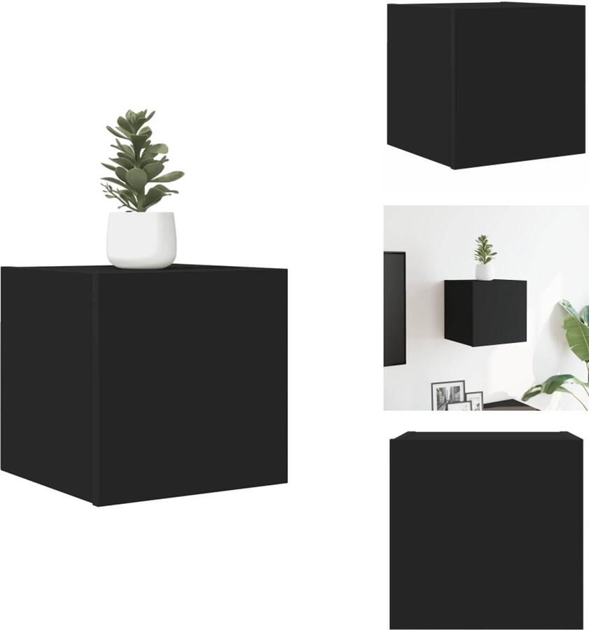 VidaXL Televisiekast Zwarte Bewerkt Hout 30.5x30x30cm Muurbevestiging Links Rechts Openend Montage Vereist Kast - Foto 2