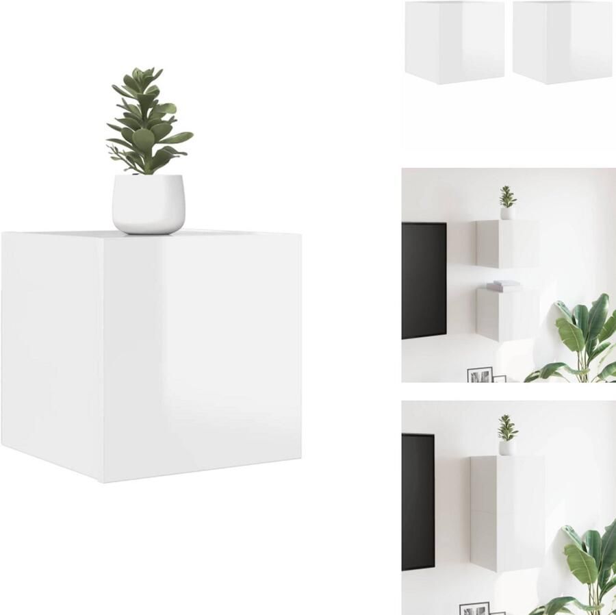 VidaXL Tv-kast Tv-kasten Tv-standaard Tv-standaarden Tv-wandmeubelen 2 st 30 5x30x30 cm hoogglans wit