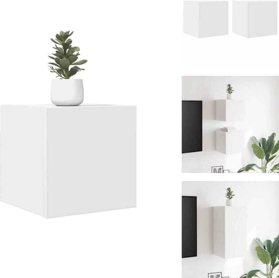 VidaXL Televisiekastenset Wit 30.5 x 30 x 30 cm (B x D x H) Wandbevestiging Links Rechts Bewerkt hout Kast
