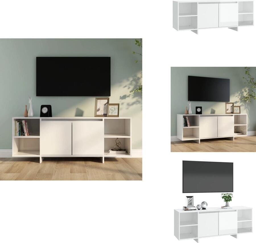 VidaXL Tv-kast Tv-kasten Tv-standaard Wandtafel Tv-meubel 130x35x50 cm bewerkt hout hoogglans wit