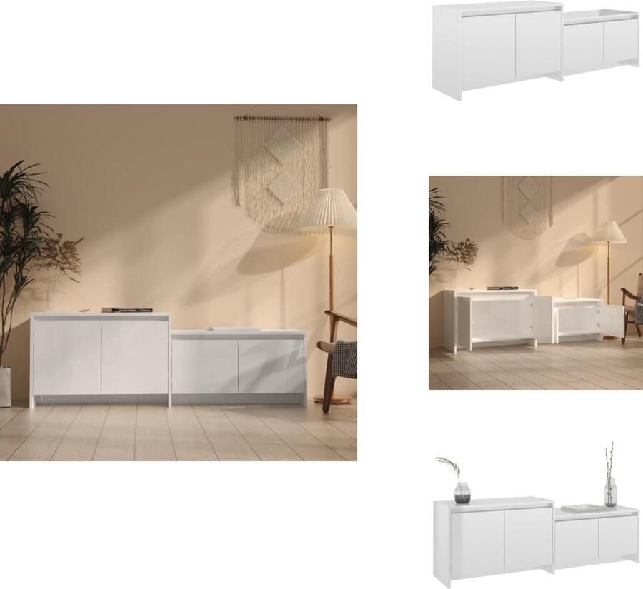 VidaXL Tv-kast Tv-kasten Tv-standaard Wandtafel Tv-meubel 146 5x35x50 cm bewerkt hout hoogglans wit