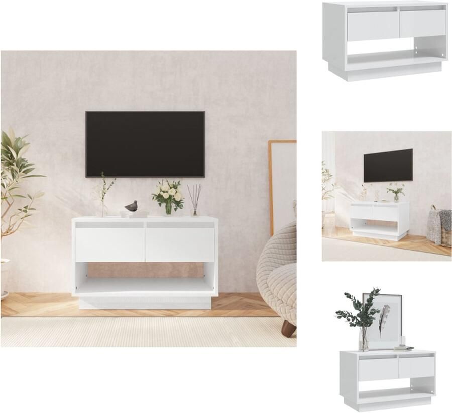 VidaXL Tv-kast Tv-kasten Tv-standaard Wandtafel Tv-meubel 70x41x44 cm bewerkt hout hoogglans wit