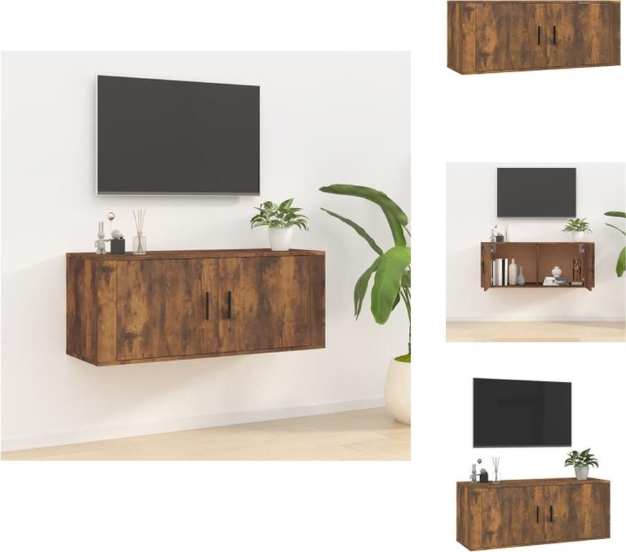 VidaXL Tv-kast Tv-kasten Tv-wandmeubel Televisiekast Tv-wandmeubel 100x34-5x40 cm gerookt eikenkleurig