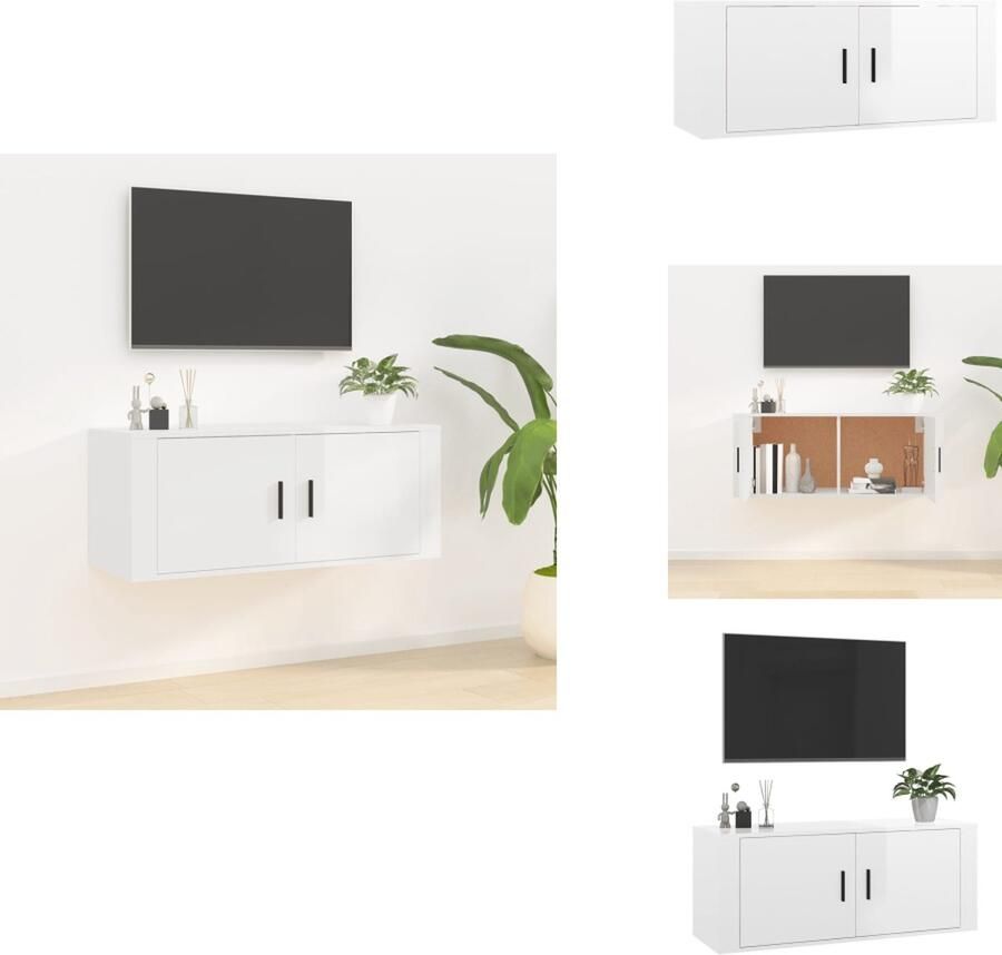 VidaXL Tv-kast Tv-kasten Tv-wandmeubel Televisiekast Tv-wandmeubel 100x34 5x40 cm hoogglans wit