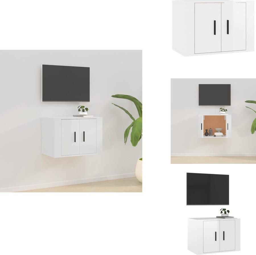 VidaXL Tv-kast Tv-kasten Tv-wandmeubel Televisiekast Tv-wandmeubel 57x34 5x40 cm hoogglans wit - Foto 1