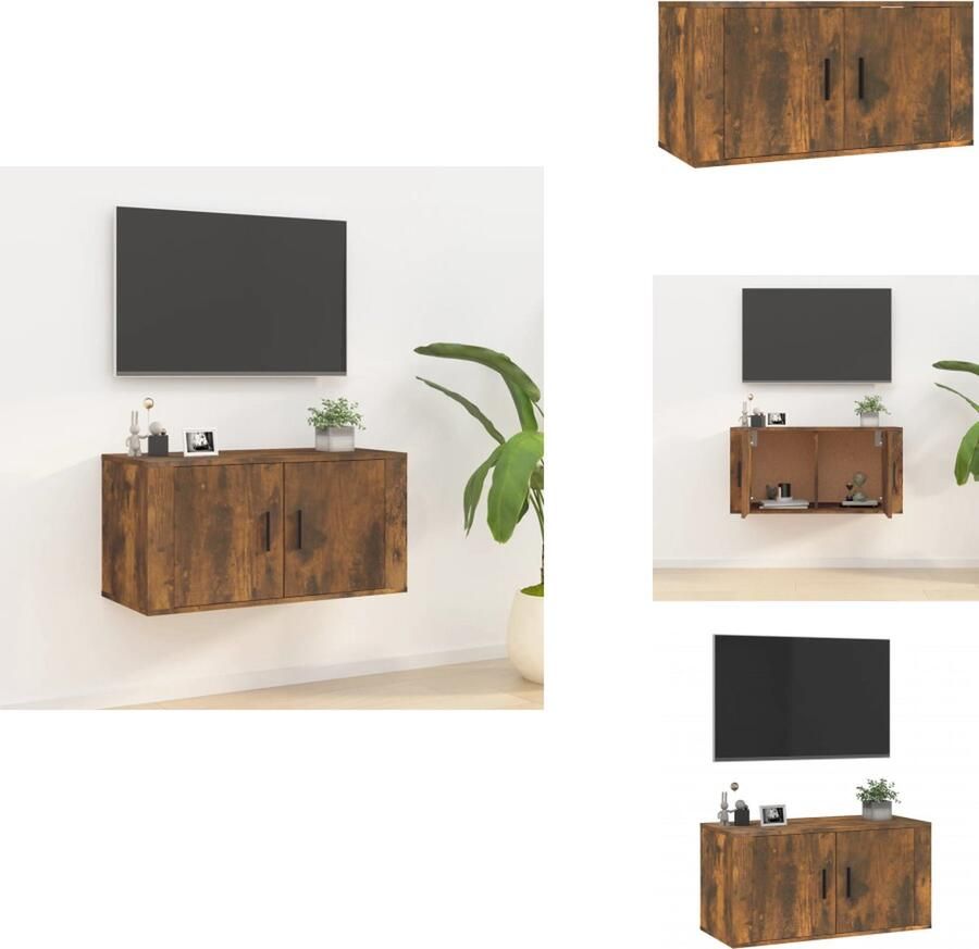 VidaXL -Tv-wandmeubel-80x34 5x40-cm-gerookt-eikenkleurig - Foto 2