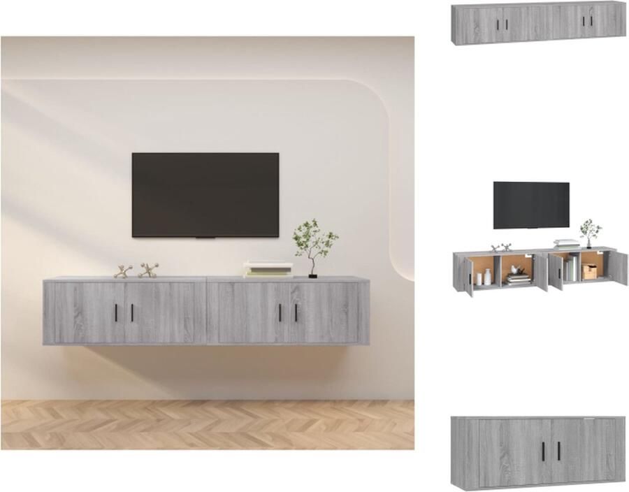 VidaXL Tv-kast Tv-kasten Tv-wandmeubel Televisiekast Tv-wandmeubels 2 st 100x34 5x40 cm grijs sonoma eikenkleurig