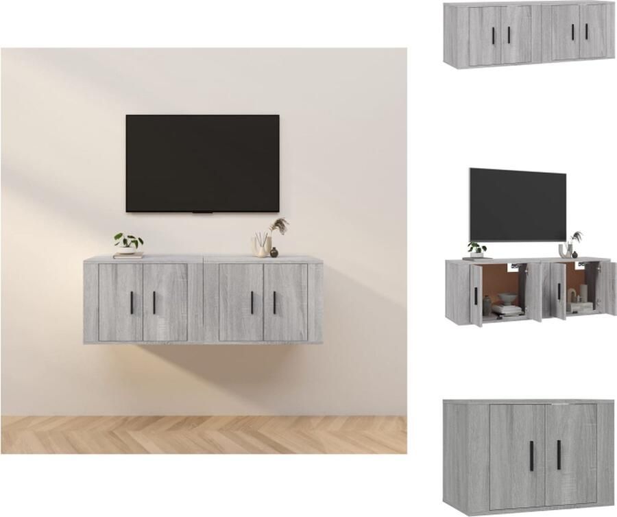 VidaXL Tv-kast Tv-kasten Tv-wandmeubel Televisiekast Tv-wandmeubels 2 st 57x34 5x40 cm grijs sonoma eikenkleurig - Foto 1