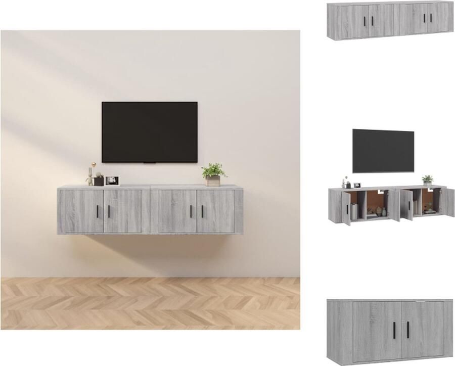 VidaXL Tv-kast Tv-kasten Tv-wandmeubel Televisiekast Tv-wandmeubels 2 st 80x34 5x40 cm grijs sonoma eikenkleurig