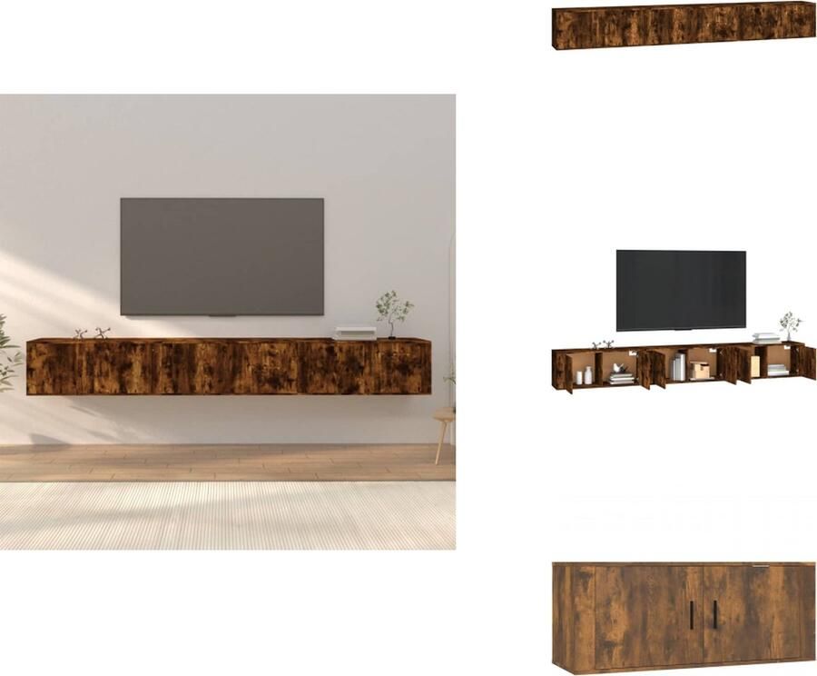 VidaXL Tv-kast Tv-kasten Tv-wandmeubel Televisiekast Tv-wandmeubels 3 st 100x34 5x40 cm gerookt eikenkleurig