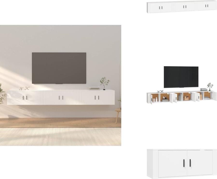 VidaXL Tv-kast Tv-kasten Tv-wandmeubel Televisiekast Tv-wandmeubels 3 st 100x34 5x40 cm wit