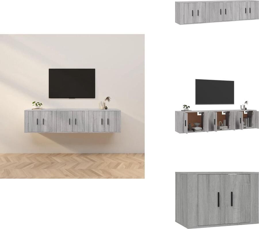 VidaXL Tv-kast Tv-kasten Tv-wandmeubel Televisiekast Tv-wandmeubels 3 st 57x34 5x40 cm grijs sonoma eikenkleurig