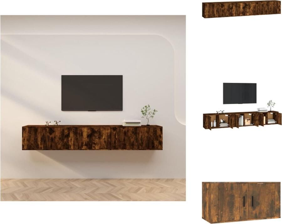 VidaXL Tv-kast Tv-kasten Tv-wandmeubel Televisiekast Tv-wandmeubels 3 st 80x34 5x40 cm gerookt eikenkleurig