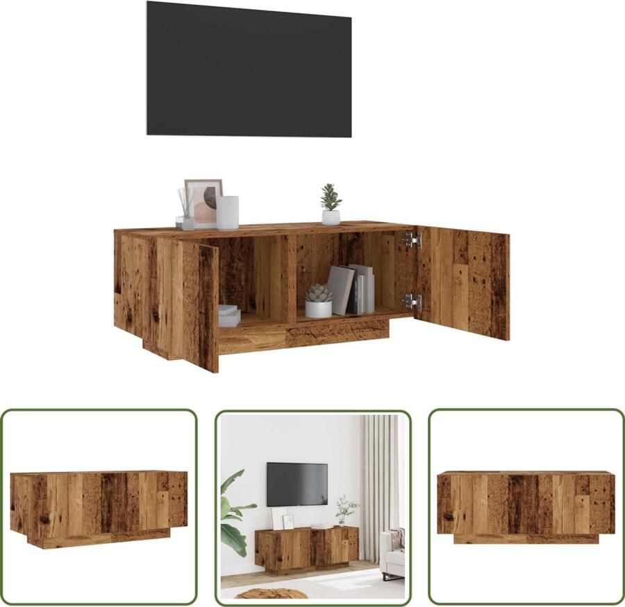 VidaXL Tv-meubel 100x35x40 cm bewerkt hout oud houtkleurig Tv-meubel Tv Kast Houten Tv-meubel Vintage Tv-meubel Salontafel