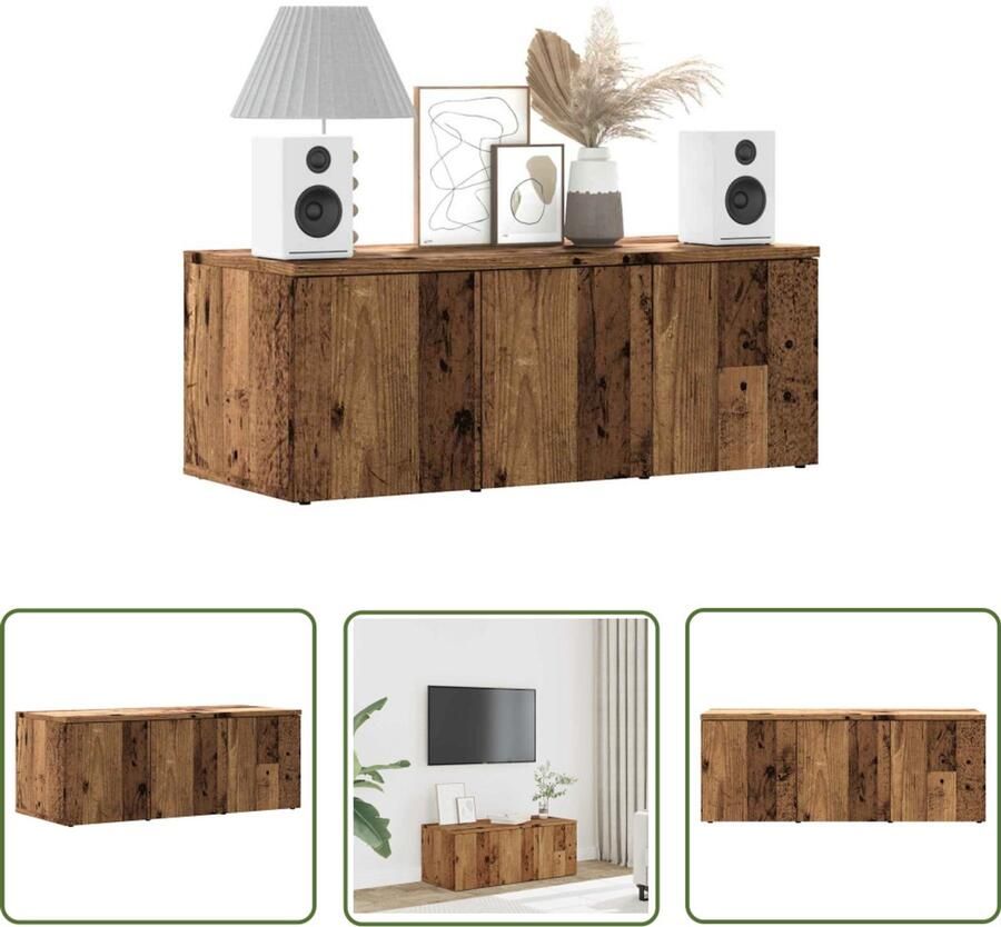 VidaXL Tv-meubel 80x34x30 cm bewerkt hout oud houtkleurig Tv-meubel Tv Kast Salontafel Houten Tv-standaard Opbergruimte