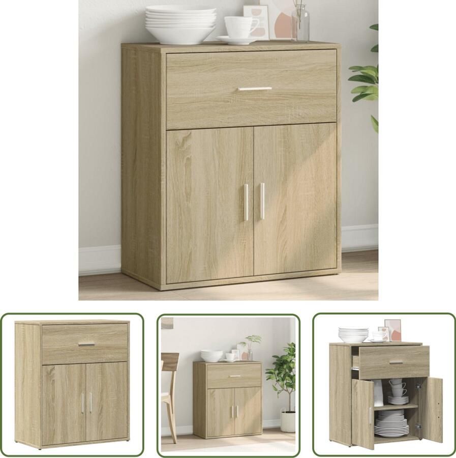 VidaXL Tv Kast Tv Meubel Dressoir 60x31x70 cm bewerkt hout sonoma eikenkleurig Houten Dressoir Salontafel Opbergkast