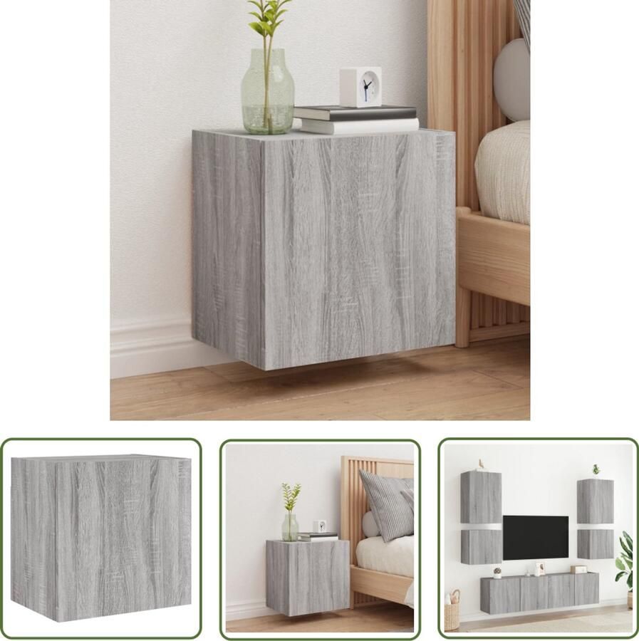 The Living Store Tv-wandmeubel 40 5x30x40 cm bewerkt hout grijs sonoma Tv-wandmeubel Tv-wandmeubels Zwevend Tv-meubel Tv-wandmeubel