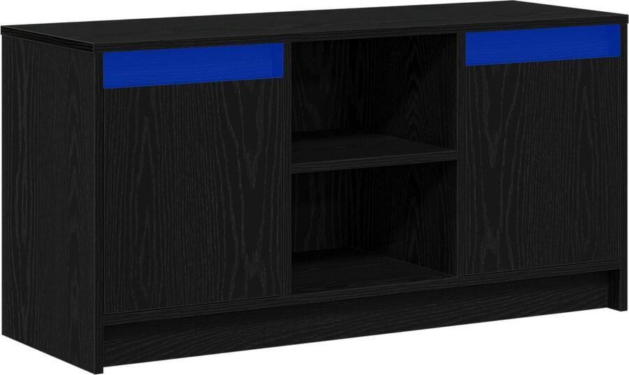 VidaXL TV-kast met LED-verlichting in zwart eiken 100x34x50 cm gemaakt van bewerkt hout