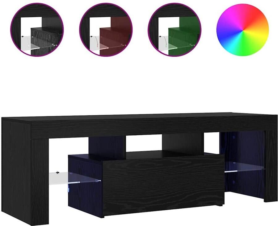 VidaXL TV-meubel met LED-verlichting Zwart Eiken 120x35x40 cm